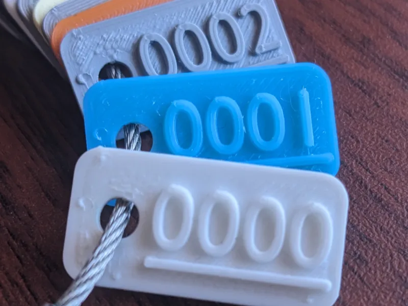Numbered Filament Swatches
