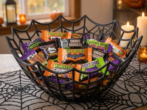 Letrero o emblema decorativo: Spider Web Candy Bowl - Spooky Halloween Decor — referencia de MakerWorld