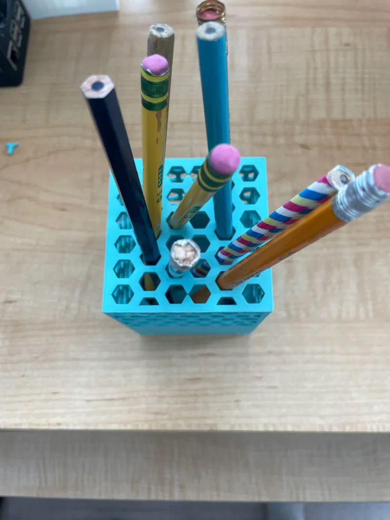 Honeycomb pencil holder