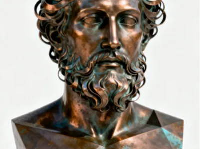 Stylized Neoclassical Bronze Male Bust
