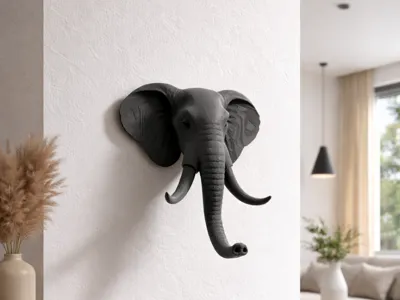 Elephant Wall Decoration with Detachable Bracket