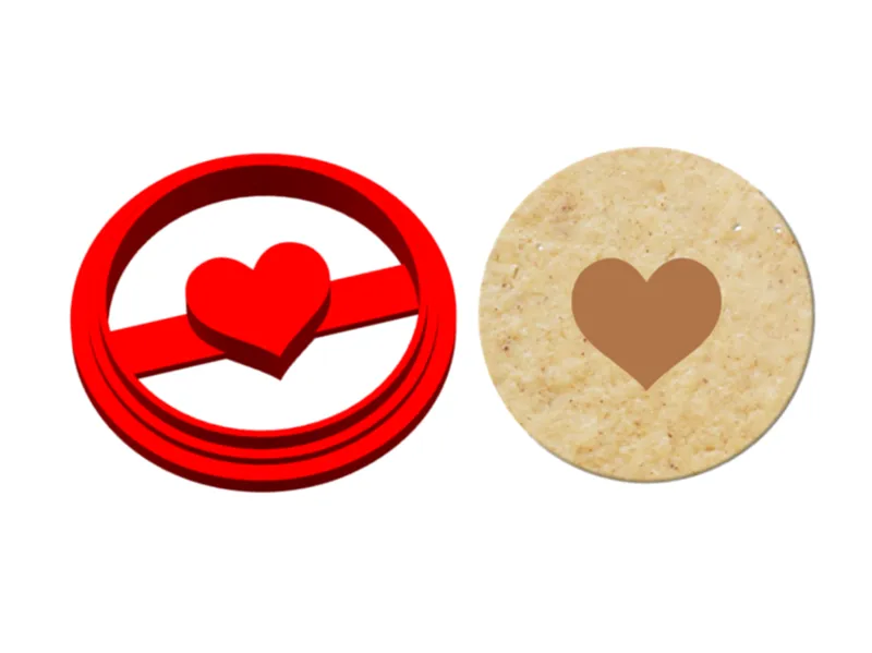 Round Cookie Cutter with Heart Impression Ø 55 mm