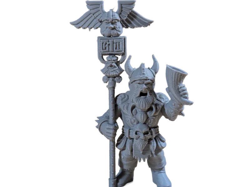 DnD Dwarf Male Berserker w/ Standard, Horn bugle