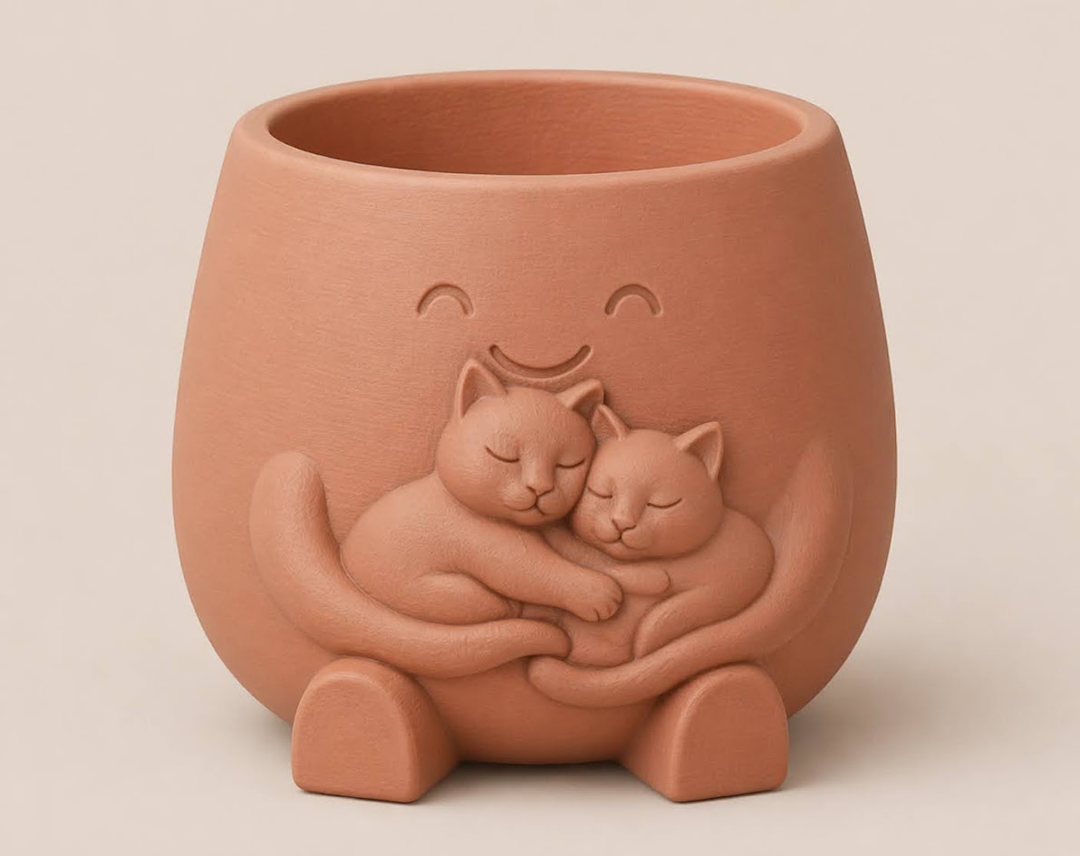 Miniatura 2 do modelo 3D "Cleo" - Cute Cat Hug Planter Pot