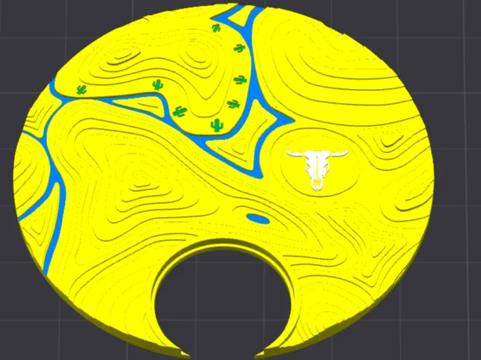 Contour lines desert map plate