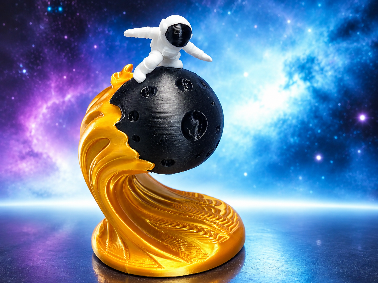 Cute Astronaut Surfing a Comet – Space Desk Decor