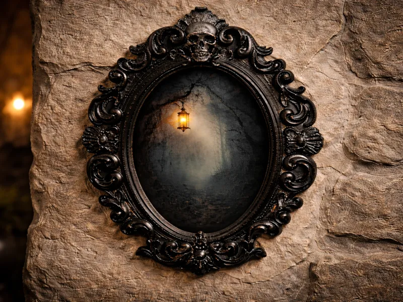 Gothic Oval Skull Picture Frame Baroque