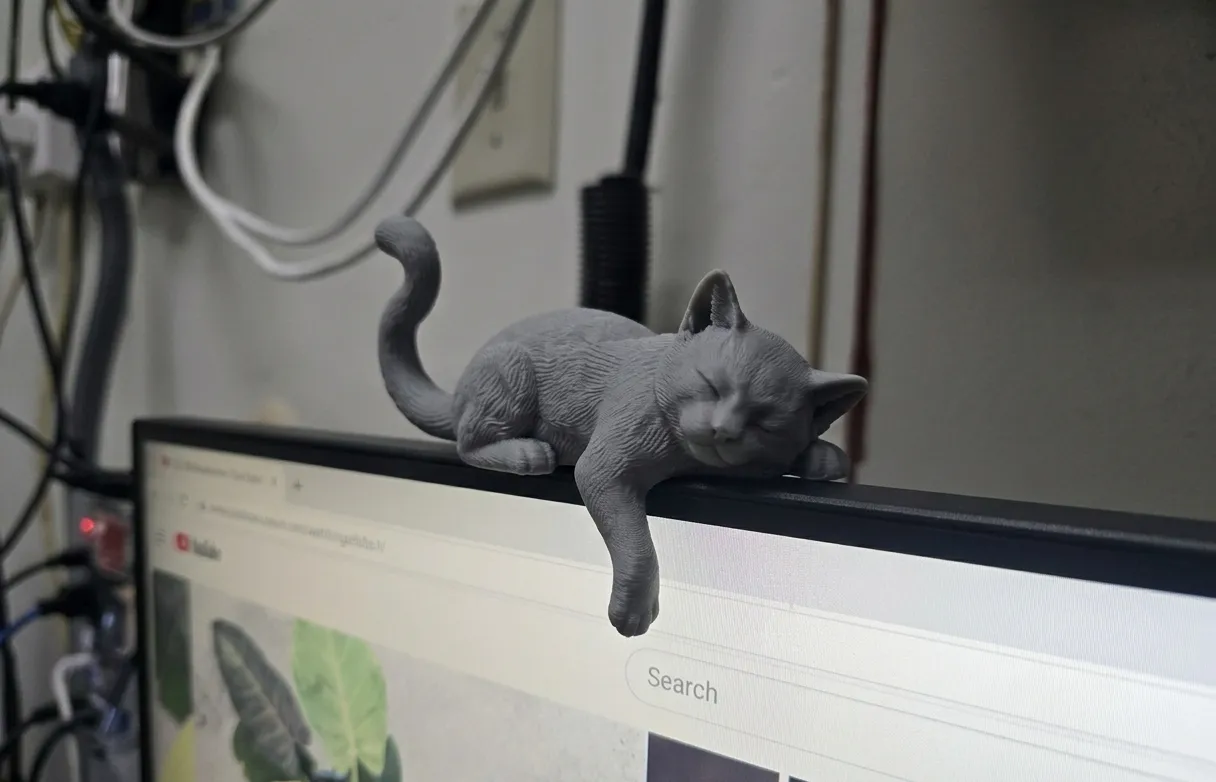 Purr-fect Monitor Companion - Cozy Sleeping Cat view 3