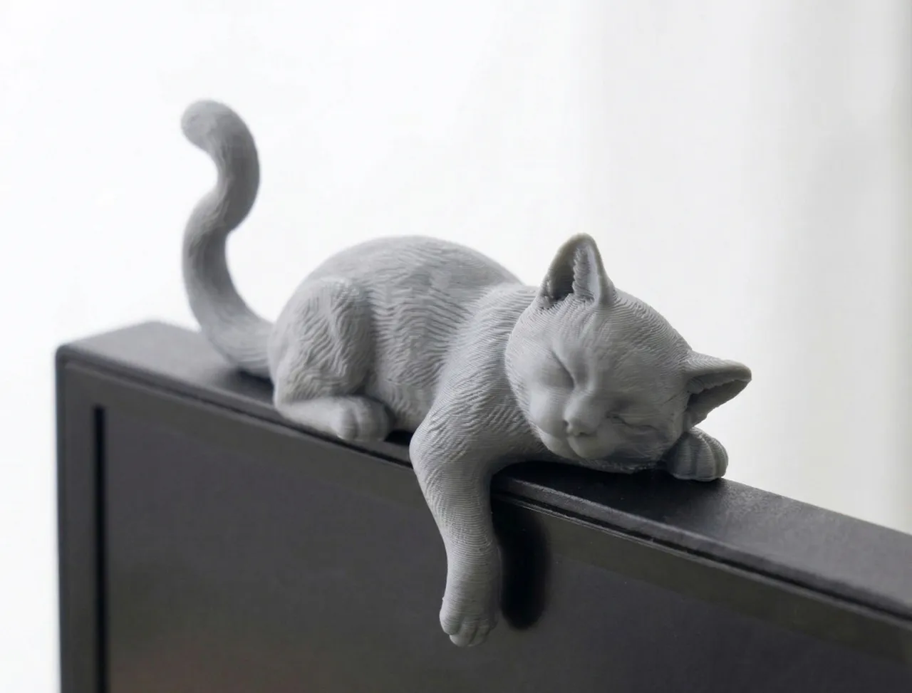 Purr-fect Monitor Companion - Cozy Sleeping Cat view 2
