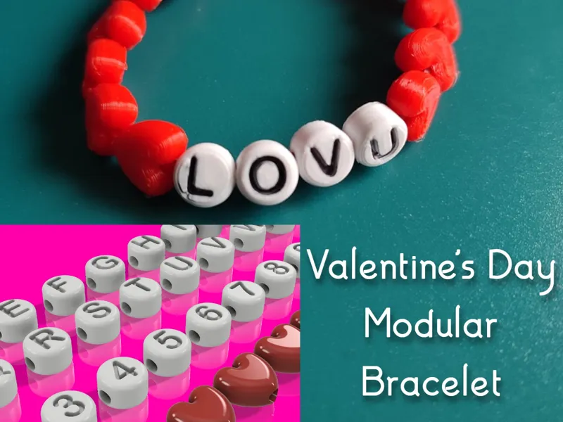 Valentine modular bracelet - Hearts e Letters
