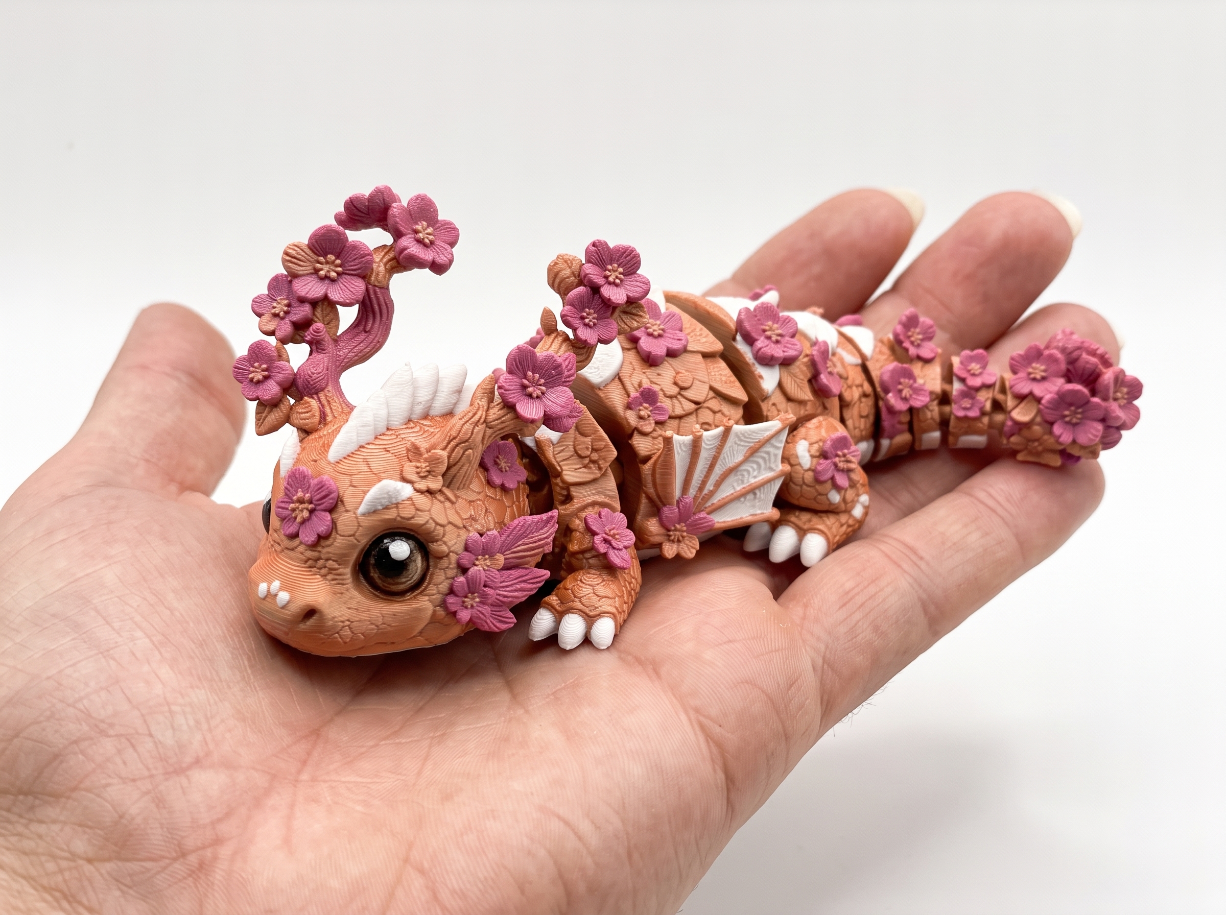 Cute Cherry Blossom Flexi Dragon – Print in Place - 1