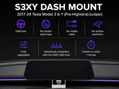S3XY Dash Mount / 2017-24 Tesla Model 3 & Y