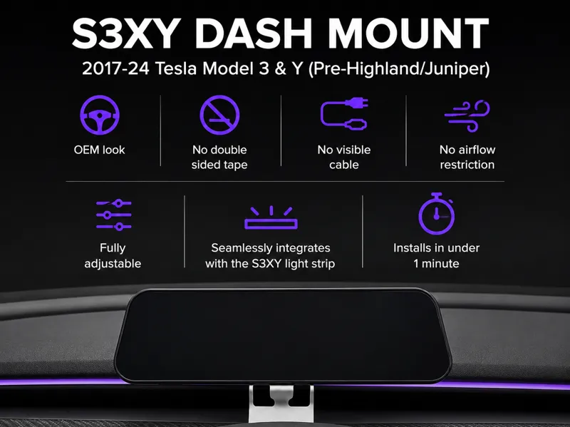 S3XY Dash Mount / 2017-24 Tesla Model 3 & Y