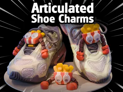 Articulated Fry Man Shoe Charm | Built-in Shoelace Clip | No Additional Accessories Needed