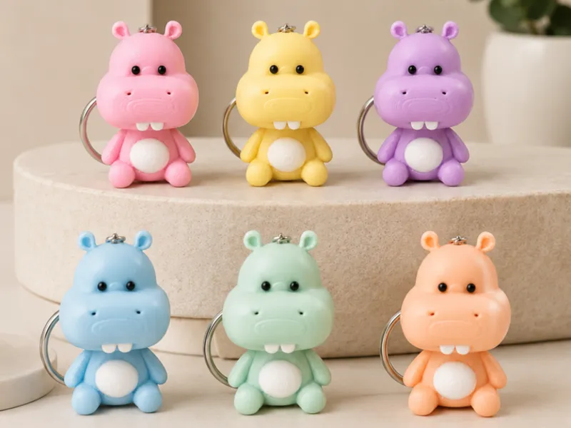 Silly hippo with big teeth keychain
