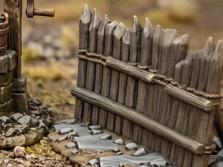 Medieval Wooden Palisade Fantasy Fence Terrain 