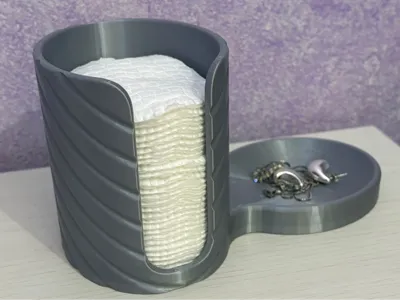Elegant Cotton Pad Holder with Jewelry Tray