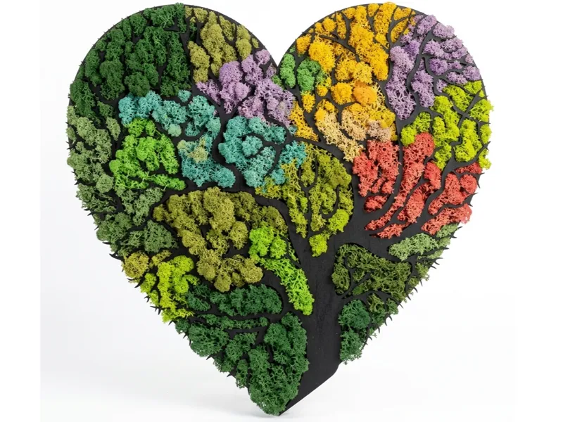 Tree of Life Moss Wall Art Base - Heart 25cm