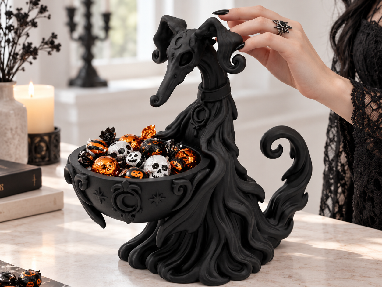 Goth Halloween Samhain Ghost Dog Candy Bowl 3D model