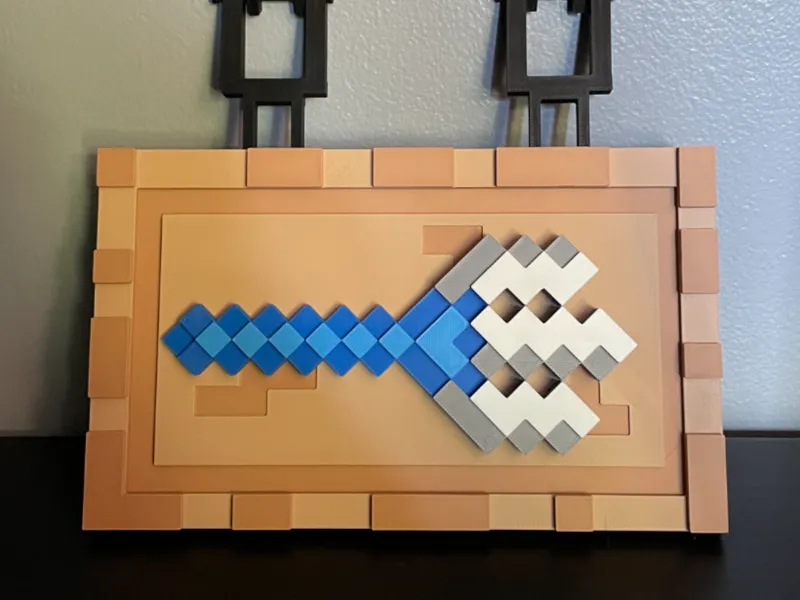 Trident For Minecraft Hanging Sign - Magnetic