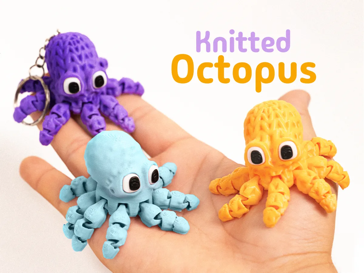 Mini Octopus – Articulated & Keychain by 🟢 Flexi JIMGA MakerWorld: Download Free 3D Models - 3D model önizlemesi