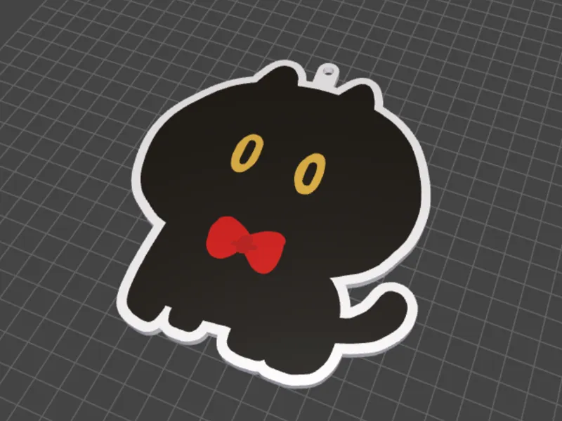 Cute Cat With Bowtie 3D Keychain Model