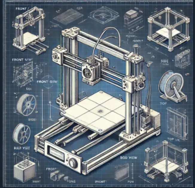 3D Printer Stilized Blueprint - Hueforge