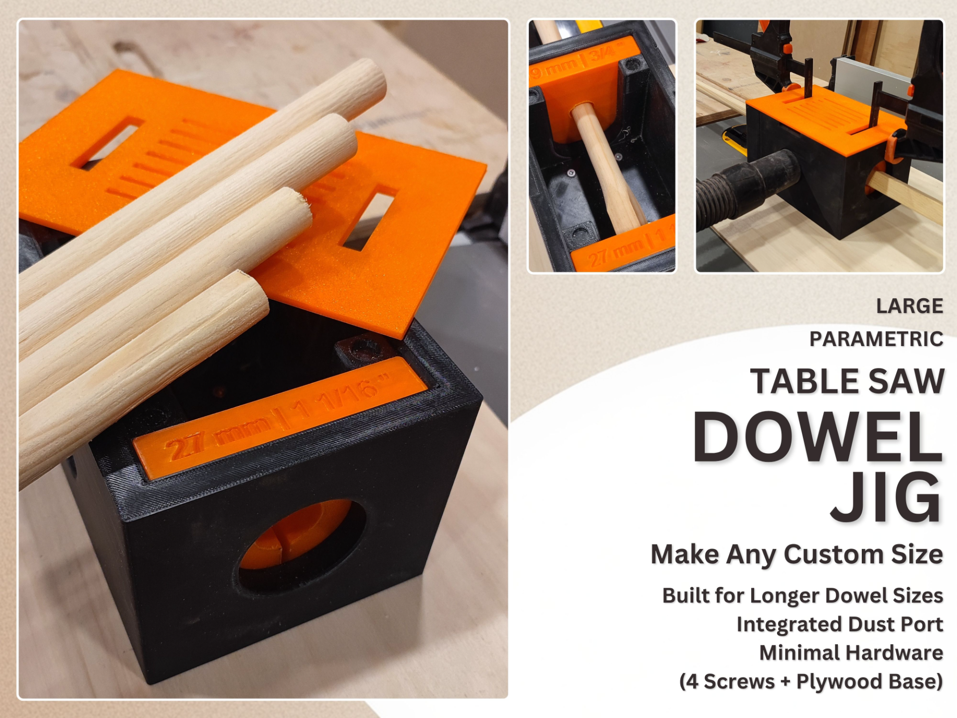 Large Table Saw Dowel Jig - Dowel Maker