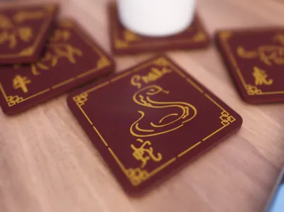 Year of Snake Coaster with other Chinese Zodiac