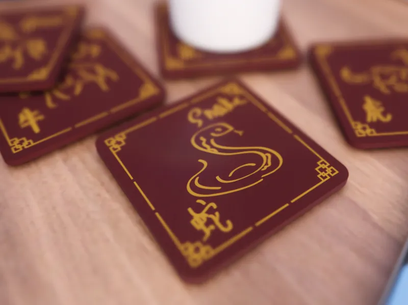 Year of Snake Coaster with other Chinese Zodiac
