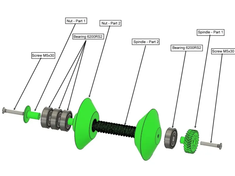 Filament Spool Rewinder - Axle with Bearings