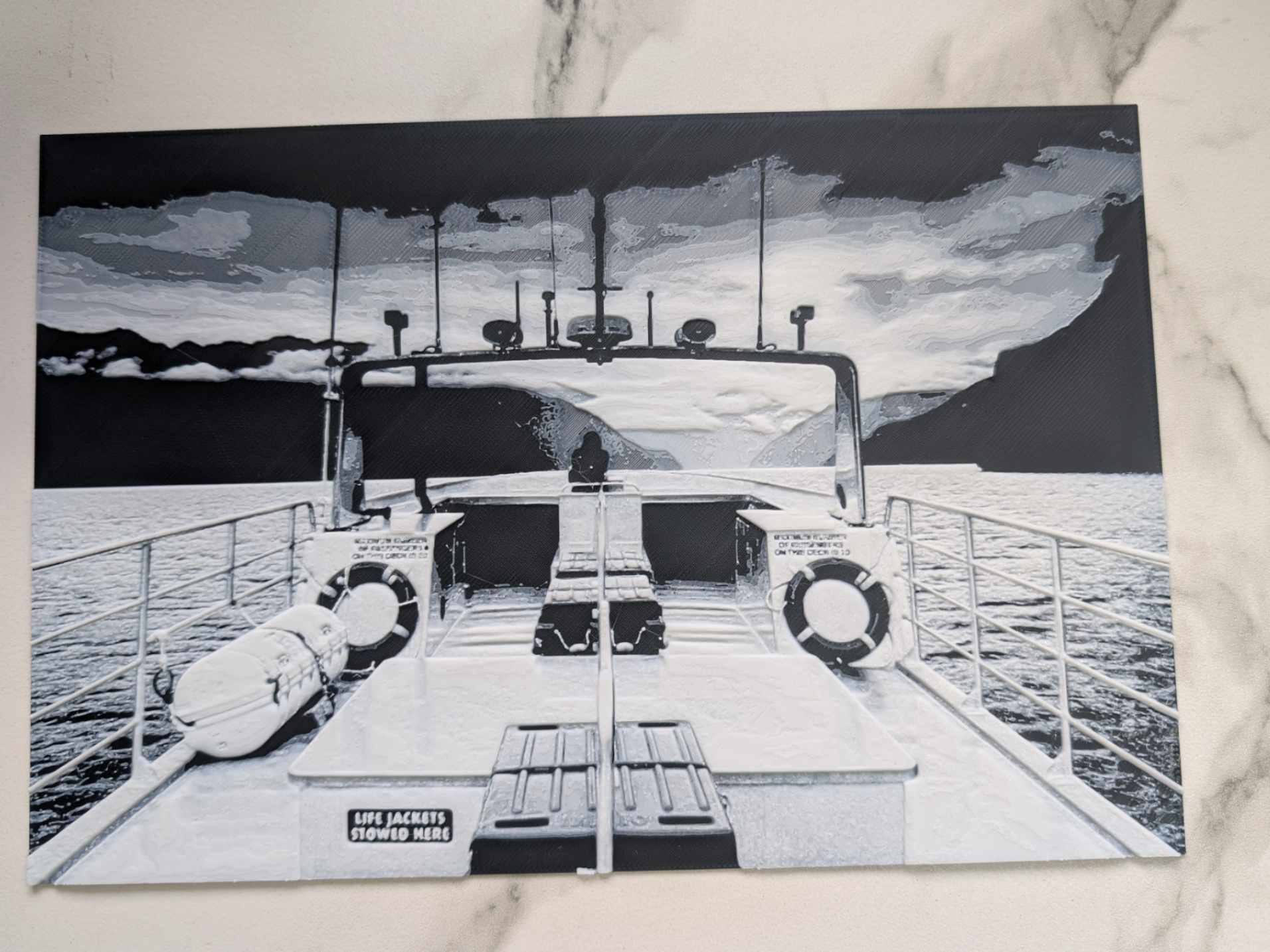 Lady sailing a fjord. Decorative canvas