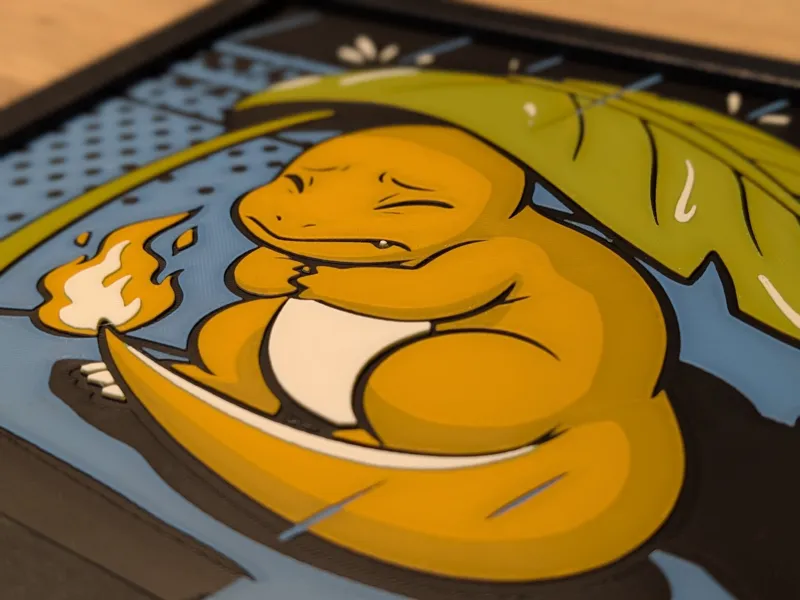 Charmander Under A Leaf Hueforge 10x8