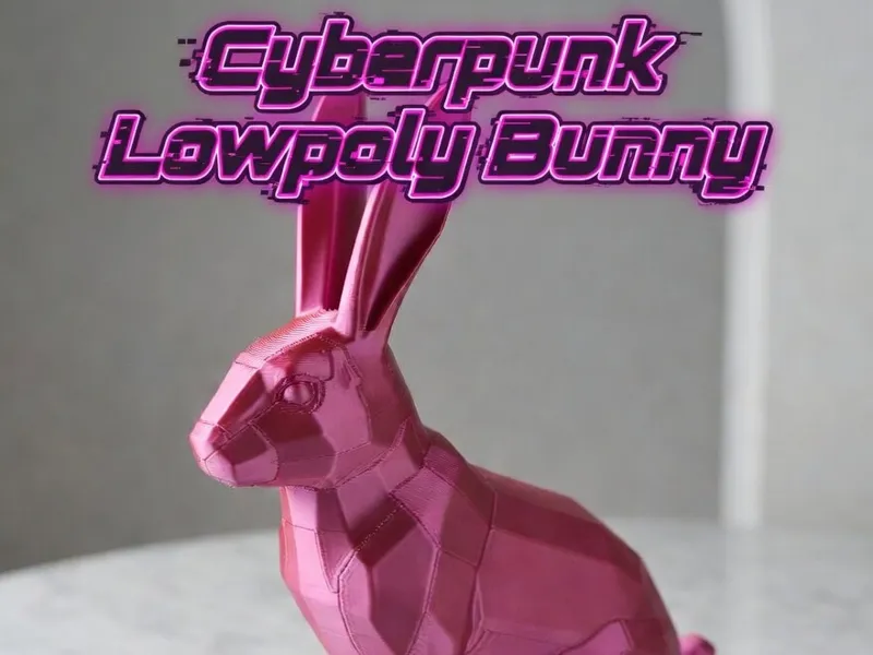 Cyberpunk Low Poly Bunny | Futuristic Rabbit Decor