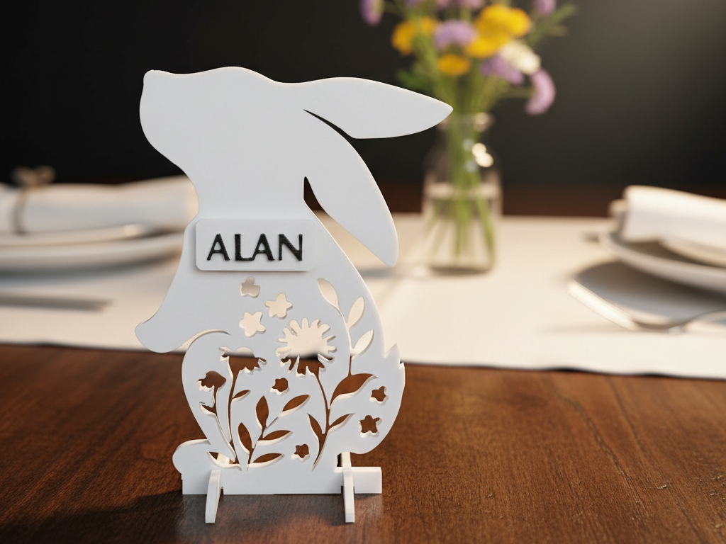 Easter Bunny Name Frame Floral Cutout Edition