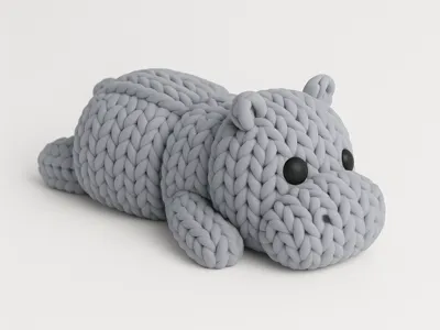 Flexi Knitted Hippo Cute Articulated Toy
