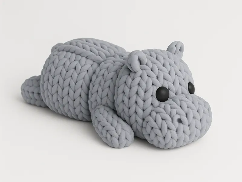 Flexi Knitted Hippo Cute Articulated Toy