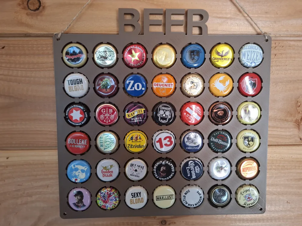 42-Slot Beer Cap Collector Display - Free 3D Print Model - MakerWorld