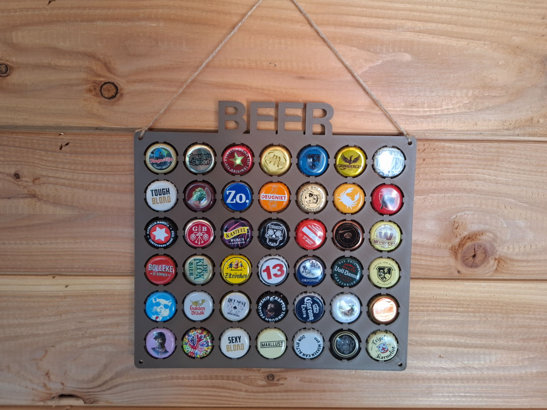 42-Slot Beer Cap Collector Display