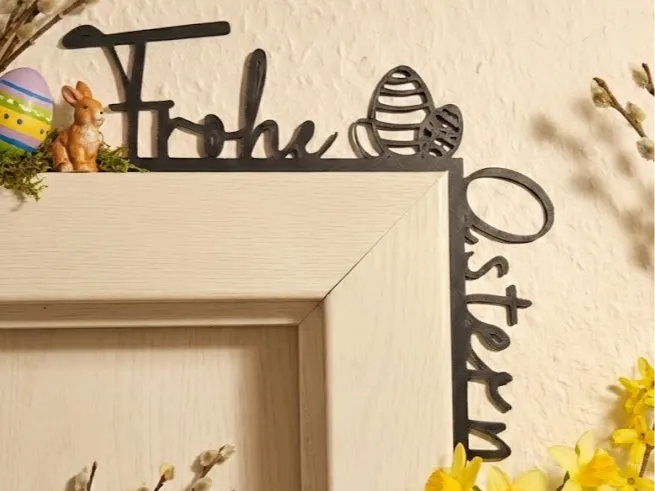 „Frohe Ostern“ Türrahmen-Deko (90° Eckdesign)