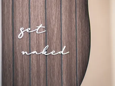 get naked lettering as bathroom decor