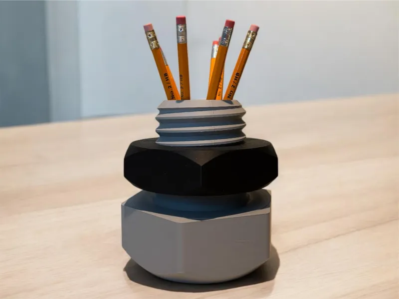 Nut and Bolt Pencil Holder