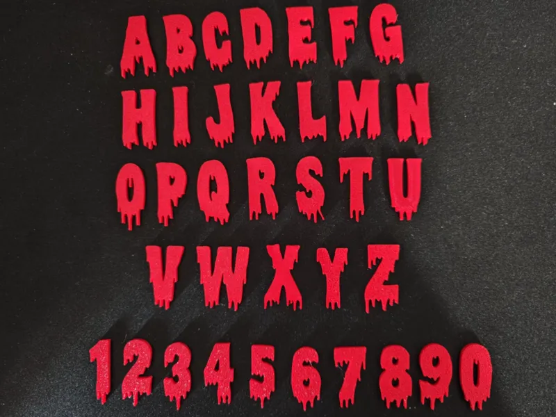 Letters A B C alphabet and numbers bloody effect