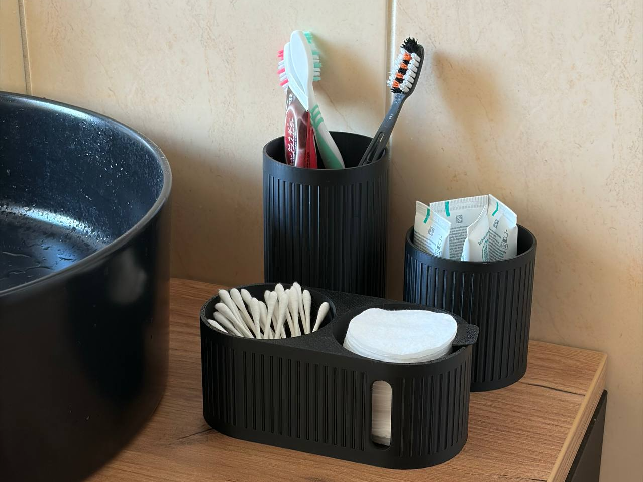 Organizer and cups Pads & Swabs SET easy pull out