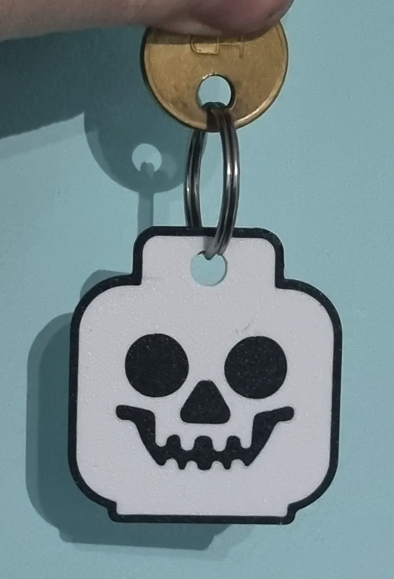 Brick inspired Skull keyring