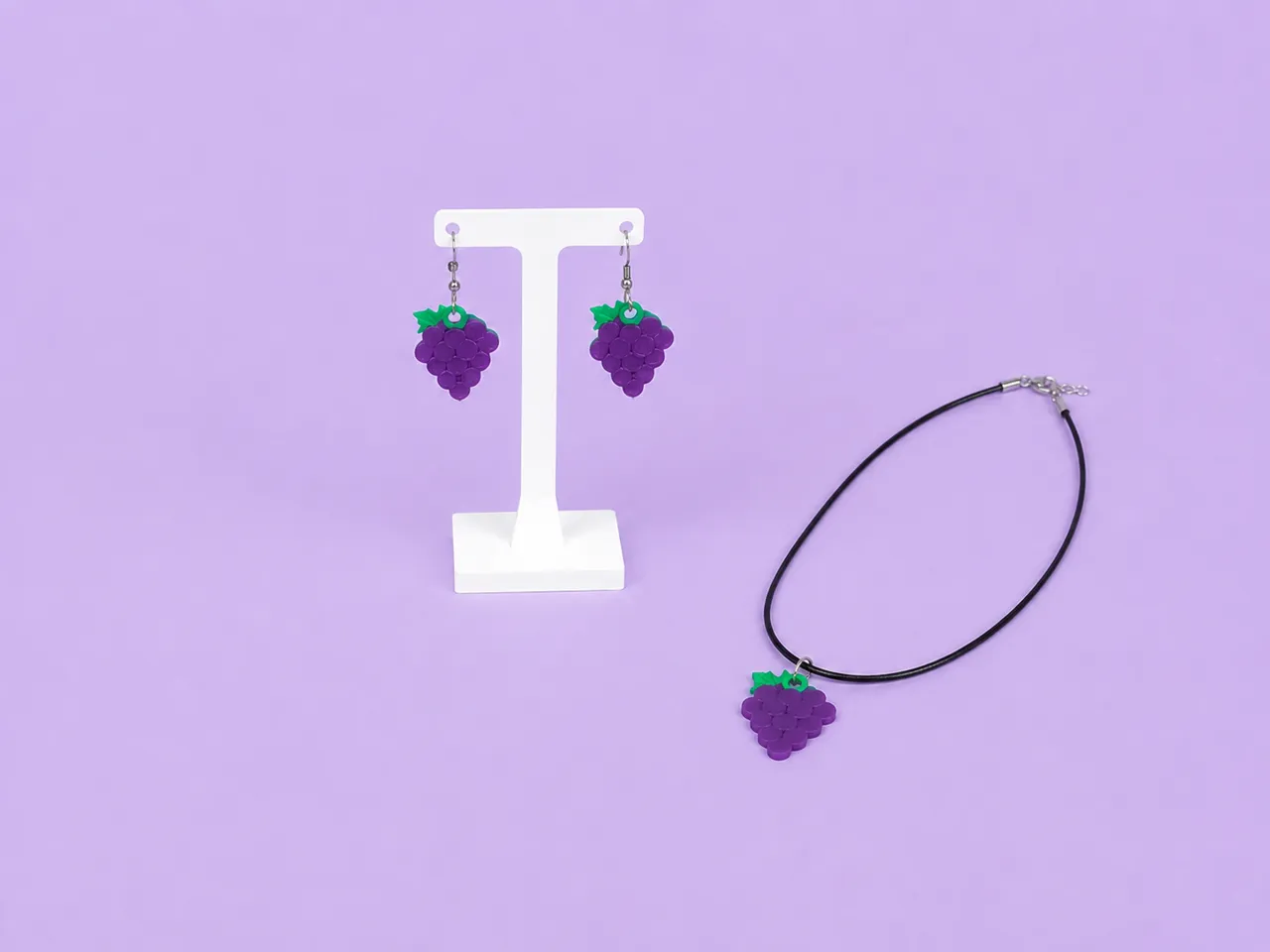 Cute Grape Charm - Earrings, Keychain & Necklace view 4