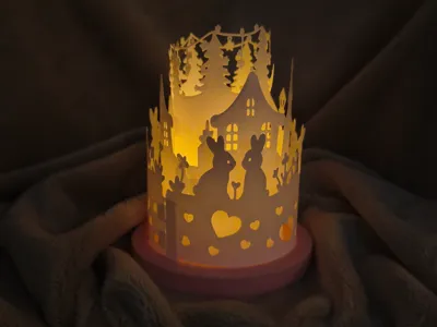 Valentine’s Day Bunny Lantern / Round Layered Lamp