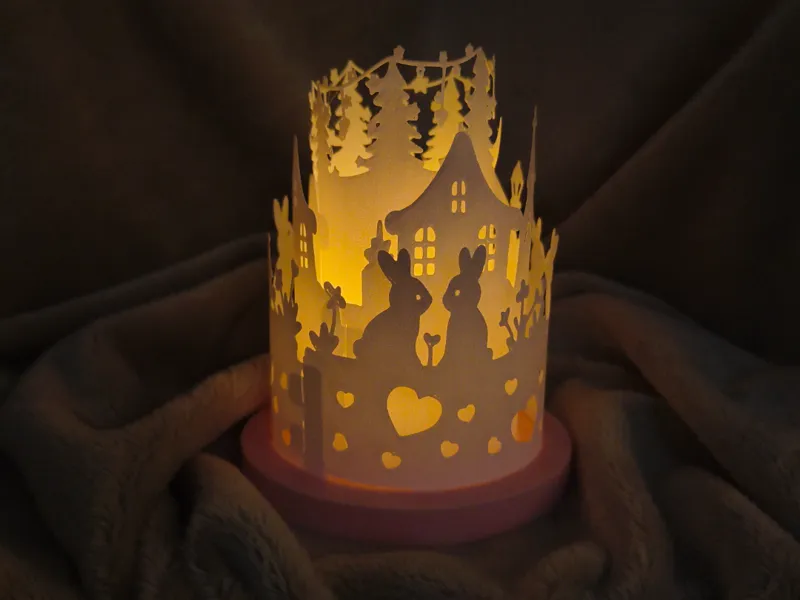 Valentine’s Day Bunny Lantern / Round Layered Lamp