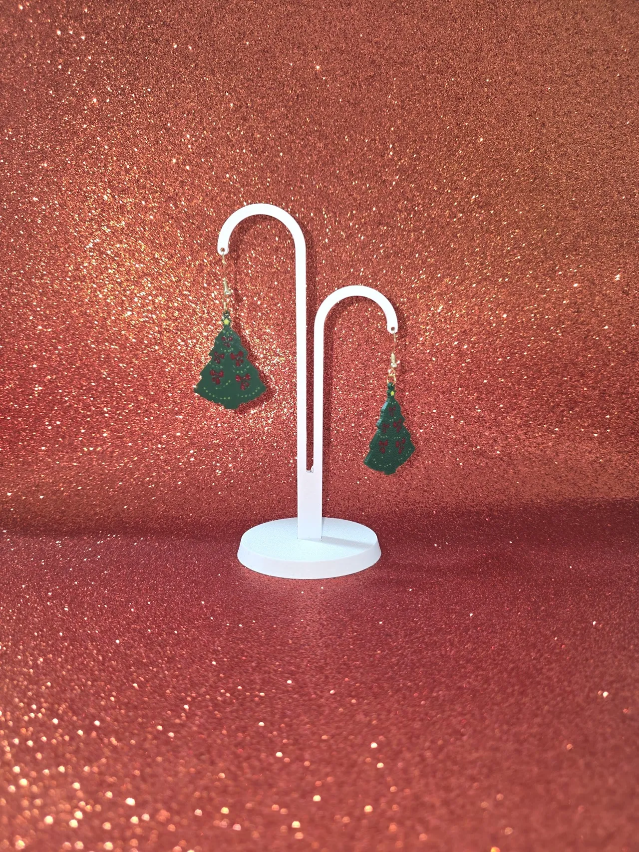 Christmas tree bows earrings view 3