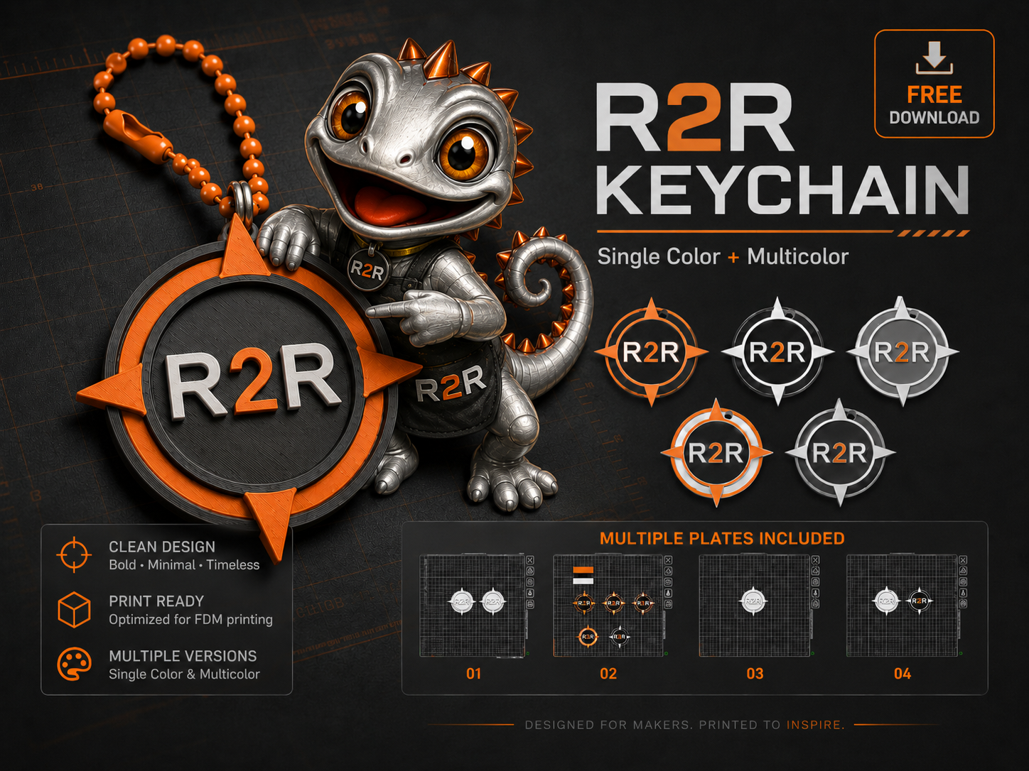 Raw2Real [R2R] Compass Keychain